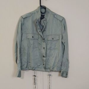 Rails Collins Jacket Women's Sage Green Linen Utility Full Zip Size XS